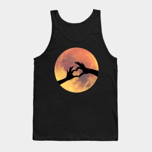 Full Moon with Heart Hands Silhouette Tank Top